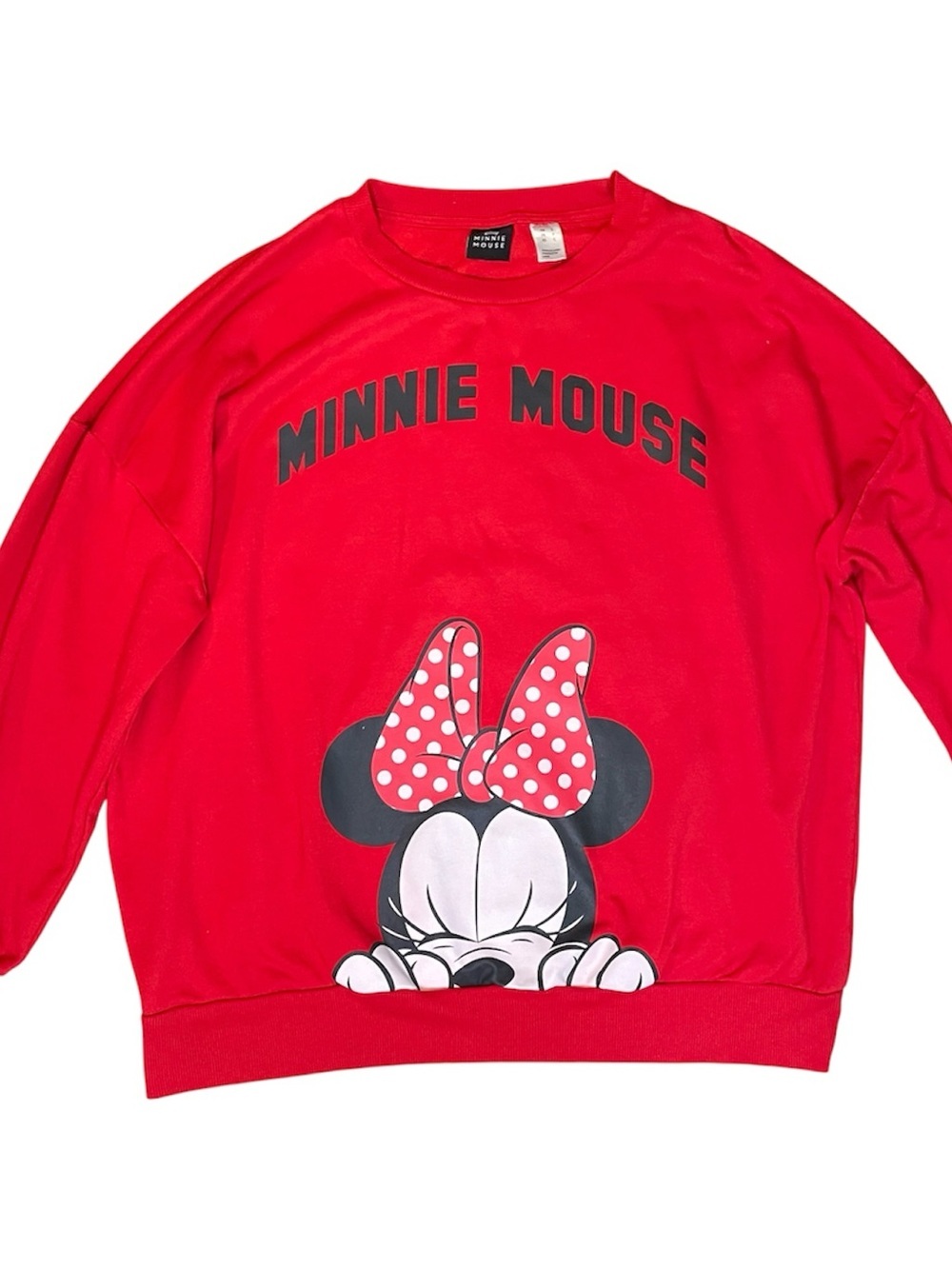 Disney Minnie Mouse Red Graphic Sweatshirt | Oversized Long Sleeve Pullover